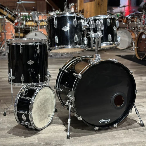Used Yamaha Beech Custom 5pc Drum Set Black Lacquer - Good