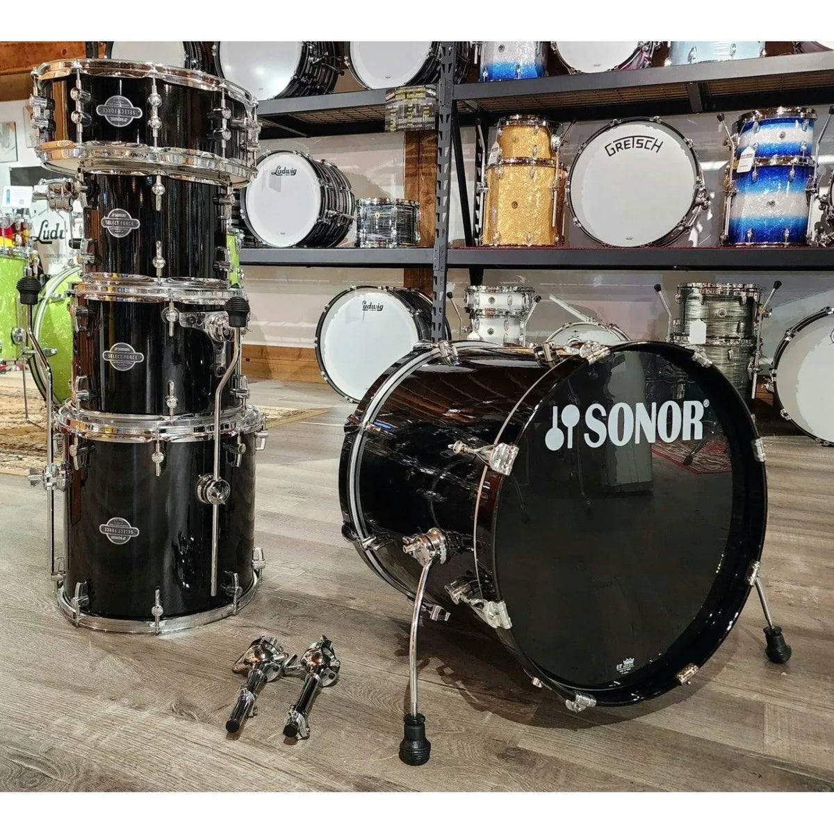 Used Sonor Select Force 5pc Studio Drum Set Piano Black